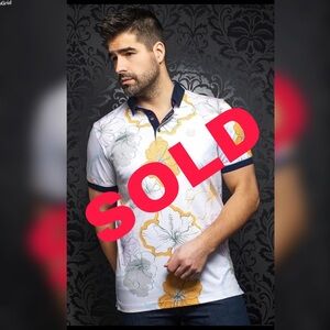 Men's Polo Au Noir MOLOKAI, White/Orange Medium BRAND NEW)